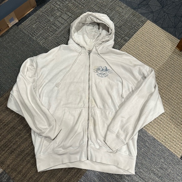 Brandy Melville Cream Zip-Up Hoodie - Picture 1 of 3